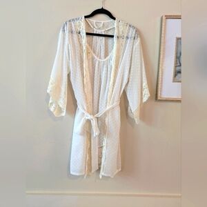 White Romantic Chiffon Robe with Tie Belt